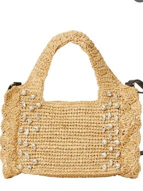🩷BTB Los Angeles Bardo Crystal handwoven mini bag with embellishments.